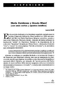 María Zambrano y Oreste Macrí (con unas cartas y apuntes inéditos)