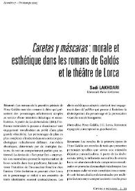 Caretas y máscaras: morale et esthétique dans les romans de Galdós et le théâtre de Lorca