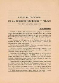 Las publicaciones de la Sociedad Menéndez y Pelayo