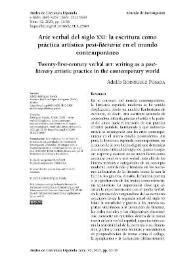Arte verbal del siglo XXI: la escritura como práctica artística 'post-literaria' en el mundo contemporáneo
