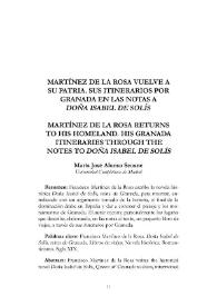 Martínez de La Rosa vuelve a su patria. Sus itinerarios por Granada en las notas a Doña Isabel de Solís
