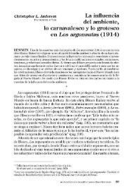 La influencia del ambiente, lo carnavalesco y lo grotesco en 'Los argonautas'(1914) 