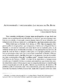 Autobiografía y metaficción: 'Los hechos' de Ph. Roth