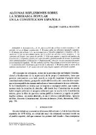 Algunas reflexiones sobre la soberanía popular en la Constitución española