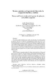 Teoría y práctica en la poesía de Quevedo: la 'compositio' fonética y silábica 
