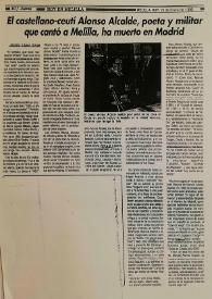 El castellano-ceutí Alonso Alcalde, poeta y militar, ha muerto en Madrid 