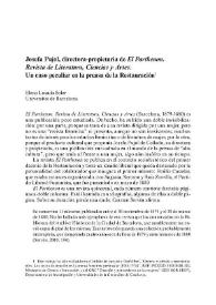 Josefa Pujol, directora-propietaria de El Parthenon. Revista de Literatura, Ciencias y Artes. Un caso peculiar en la prensa de la Restauración