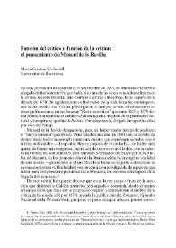 Función del crítico y función de la crítica: el pensamiento de Manuel de la Revilla