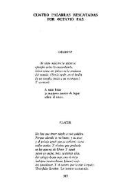 Cuatro palabras rescatadas por Octavio Paz
