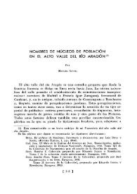 Nombres de núcleos de población en el alto valle del río Aragón