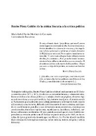 Benito Pérez Galdós: de la crítica literaria a la crítica política
