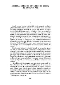 Lectura libre de un libro de poesía de Octavio Paz 