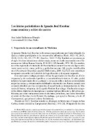 Los inicios periodísticos de Ignacio José Escobar como cronista y crítico de teatros 