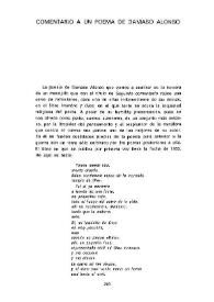 Comentario a un poema de Dámaso Alonso