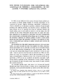 Dos obras dialogadas con influencias del 'Lazarillo de Tormes': 'Colloquios', de Collazos, y anónimo 'Diálogo del capón'