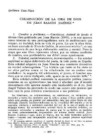 Culminación de la idea de Dios en Juan Ramón Jiménez