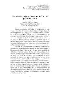 Palabras liminares: 200 años de Juan Valera