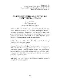 Nuevos apuntes al teatro de Juan Valera: 1896-1903