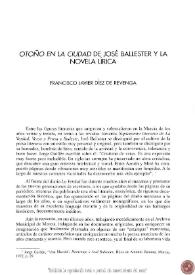 'Otoño en la ciudad' de José Ballester y la novela lírica