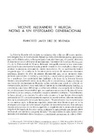 Vicente Aleixandre y Murcia: notas a un epistolario generacional