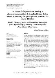 La 'Teoría de la Justicia' de Rawls y la discapacidad. Análisis de la aplicabilidad de los bienes primarios y los principios de justicia a los...