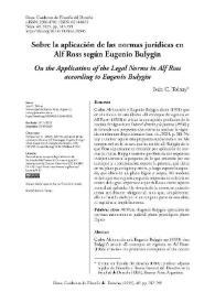 Sobre la aplicación de las normas jurídicas en Alf Ross según Eugenio Bulygin 