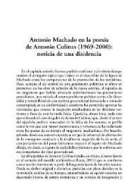 Antonio Machado en la poesía de Antonio Colinas (1969-2000): noticia de una disidencia
