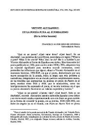 Vicente Aleixandre: de la poesía pura al surrealismo (En la órbita francesa)