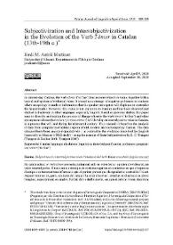 Subjectivization and Intersubjectivization in the Evolution of the Verb 'Téme'r in Catalan (13th-19th c.)