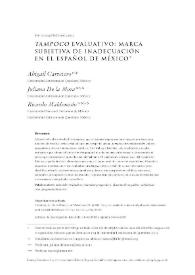 Tampoco evaluativo: marca subjetiva de inadecuación en el español de México