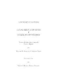 Preliminares, con introducción crítica, ensayo textual y bibliografía. Las palabras a los reyes y gloria de los Pizarros