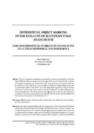 Marcatge diferencial d’objecte en els dialectes de la Itàlia meridional: una panoràmica  
