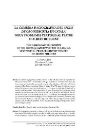 La comèdia hagiogràfica del 'Siglo de Oro' reescrita en català: nous problemes textuals al teatre d’Albert Borguny  