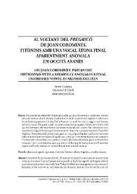Al voltant del 'pregascó' de Joan Coromines. Fitònims amb una vocal àtona final aparentment anòmala en occità aranès  