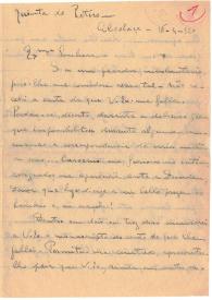 Carta Antonio Eça de Queiróz a Carmen de Burgos. Alcobaça, Quinta do Retiro, 16 de abril de 1920