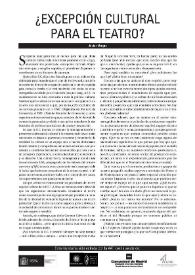 ¿Excepción cultural para el teatro?