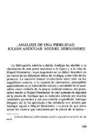 Análisis de una fidelidad. Julián Andújar: Miguel Hernández