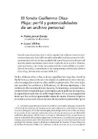 El fondo Guillermo Díaz-Plaja: perfil y potencialidades de un archivo personal 