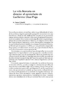 La vida literaria en directo: el epistolario de Guillermo Díaz-Plaja