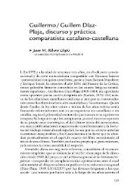 Guillermo / Guillem Díaz-Plaja, discurso y práctica comparatista catalano-castellana