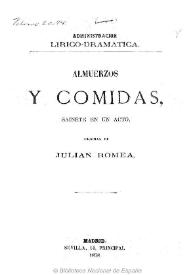 Almuerzos y comidas: sainete en verso