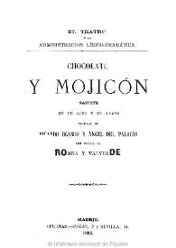 Chocolate y mojicón: sainete en un acto y en verso 