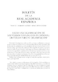 Hacia una clasificación de los verbos neológicos en español: criterios para su delimitación