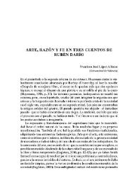 Arte, razón y fe en tres cuentos de Rubén Darío 
