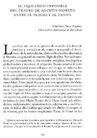 El equilibrio imposible del teatro de Agustín Moreto entre el plagio y el canon