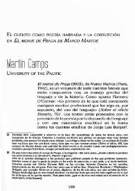 El cuento como poesía narrada y la corrupción en 'El monje de Praga' de Marco Martos