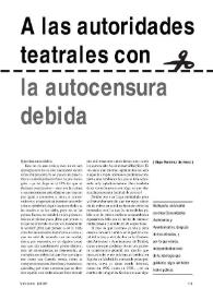 A las autoridades teatrales con la autocensura debida   