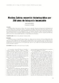 Medina Zahira: recorrido historiográfico por 250 años de búsqueda incansable