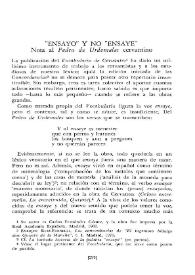 'Ensayo' y no 'Ensaye'. Nota al 'Pedro de Urdemalas' cervantino