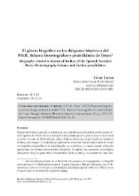 El género biográfico en los dirigentes históricos del PSOE. Balance historiográfico y posibilidades de futuro